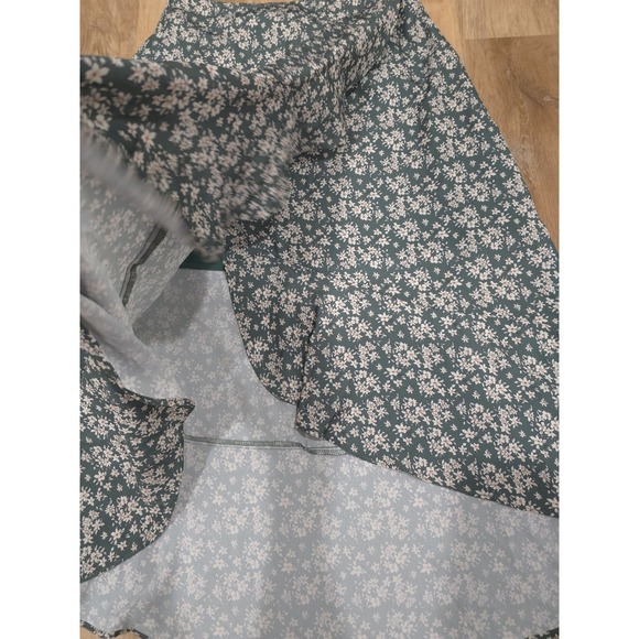 Wishlist Women's Floral Print Wrap Maxi Skirt S Small Green Cream Slit High Low - Picture 4 of 12